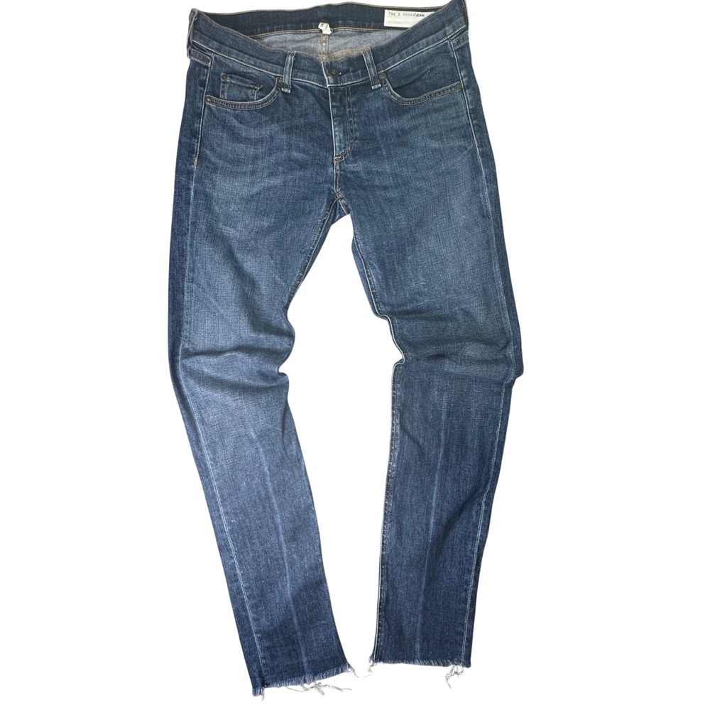 Rag & Bone Keiko Skinny Jeans Raw Hem Dark Wash Made in USA Size 27 Blue